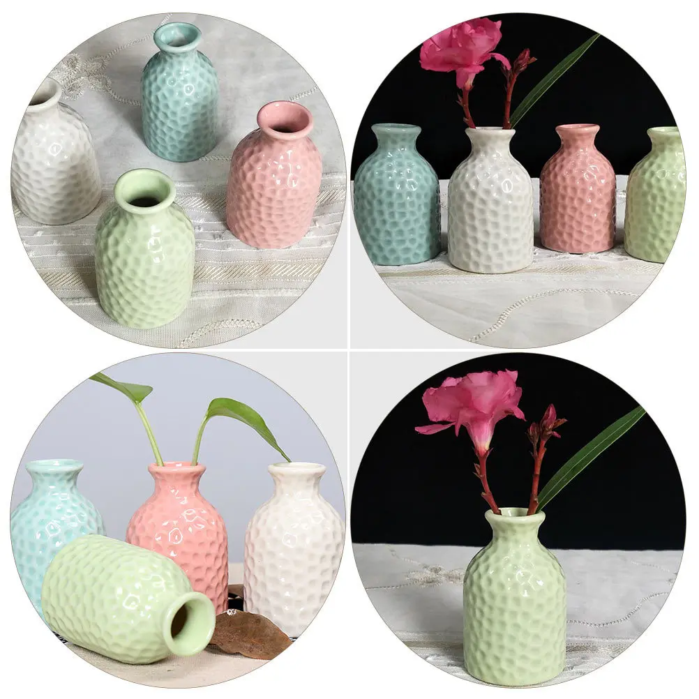 

4Pcs Small Ceramic Vase Creative Flower Vase for Living Room Balcony Decor Home Decoration Art Craft Container