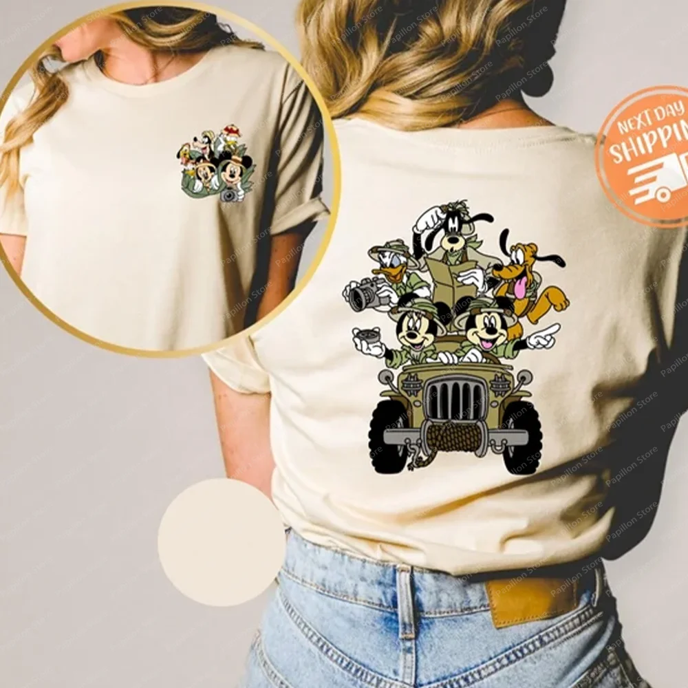 Maglietta Disney Animal Kingdom Safari Topolino e amici Safari Camicia da ragazza abbinata Camicie da viaggio in famiglia in cotone T-shirt