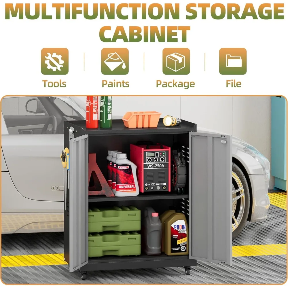 Armoire à outils roulante en métal robuste 34 résistant à la rouille avec roulettes pour le rangement du garage et les outils de suspension