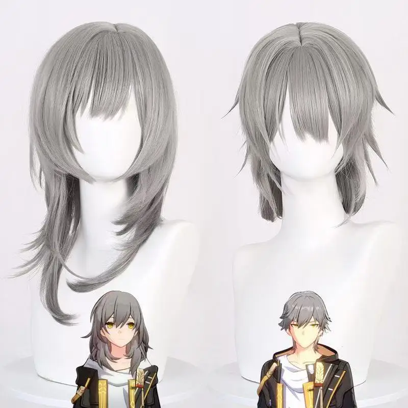 

Мужские и женские серые грязные прямые волосы, игровой парик со звездным куполом, железнодорожный трейл-блейзер, ролевой парик