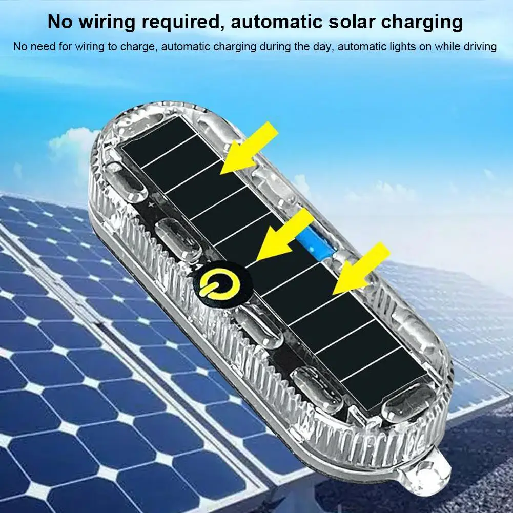 

Solar Power Mortorcycle LED Warning Light Car Night Ride Tail Light Anti-rear Strobe Light for Motorcycle Electric Bicycle B3R4