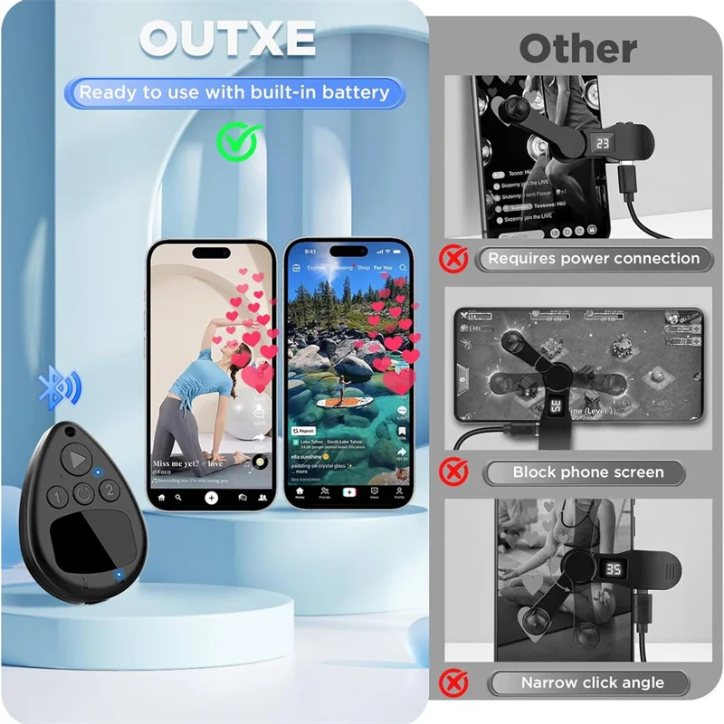 Wireless Auto Clicker For IPhone, Bluetooth Phone Screen Tapperfor Hands Free, Silent & Adjustable Speed Finger Clicker