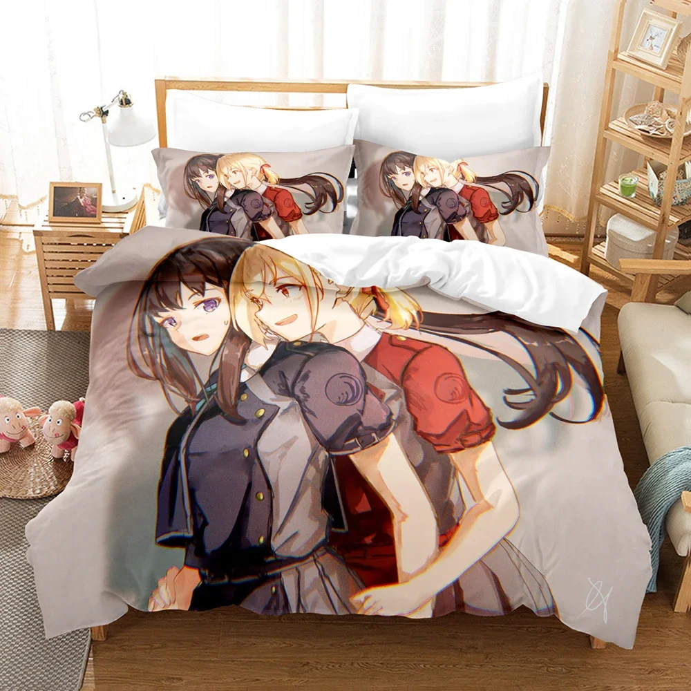 

3D Print Anime Lycoris Recoil Bedding Set Duvet Cover Bedroom Comforter Covers Single Twin King _Size Quilt Cover Home Textiles