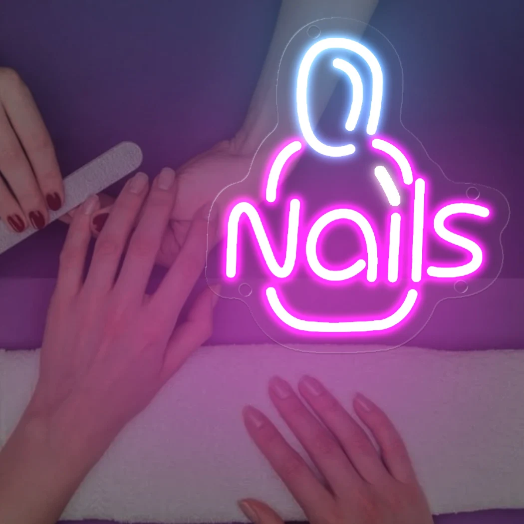 Nails Neon Sign Manicure Beauty Shop Home Salon Room Wall Decoration Sign Led Luminous Signs Christmas Gift USB Neon Sign Lights