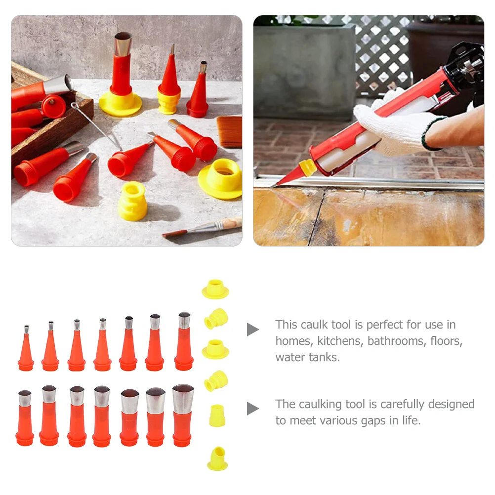 

1 set 1 Set Stainless Steel Caulking Nozzle Tool Kit Reusable Tips For Home Kitchen Bathroom Waterproofing Caulk Finishing Tool