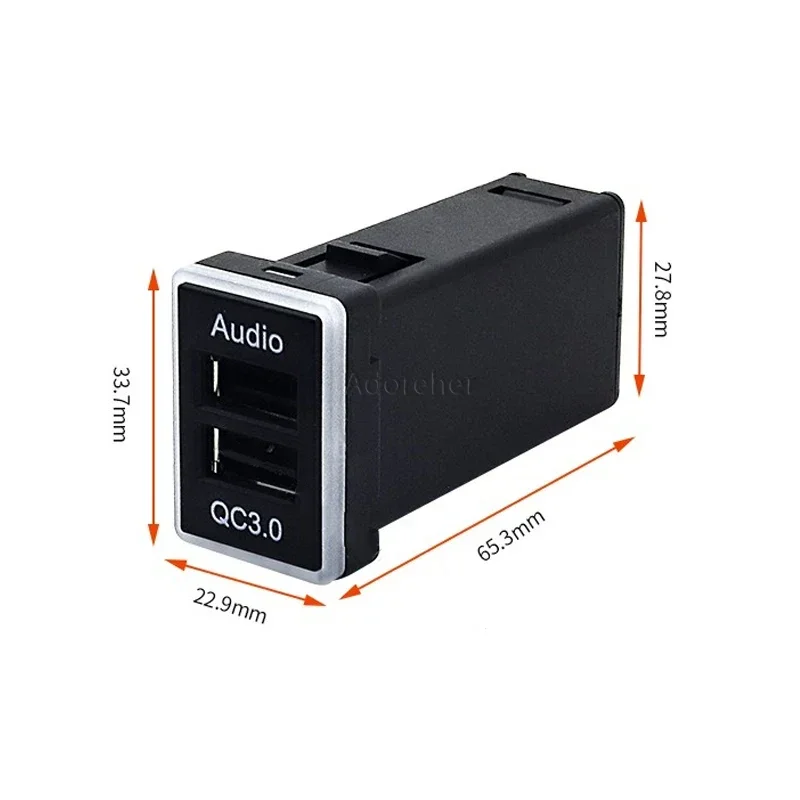 1Pc Fast Car Charger Audio QC3.0 USB Interface Dual Socket Ports Adapter For Land Cruiser LC200 Prado 150 2012