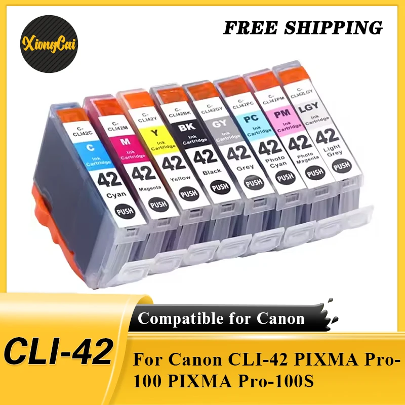 8x cli-42, cli-42bk, cli-42c, cli-42y, cli-42gy, cli-42lgy, cli-42m, cli-42pc, cli-42pm para canon cli-42, pixma pro-100, pixma pro-100s