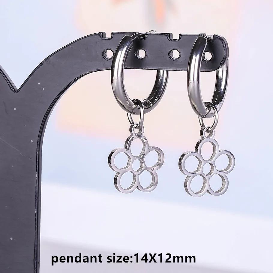 Stahlfarbener Engel-Stern-Kreuz-Schwert-Charm-Ohrring, kein Anlaufen, Ohrpiercing, Edelstahl-Ohrringe für Damen und Herren, Schmuck, Kolczyki – Detail 15