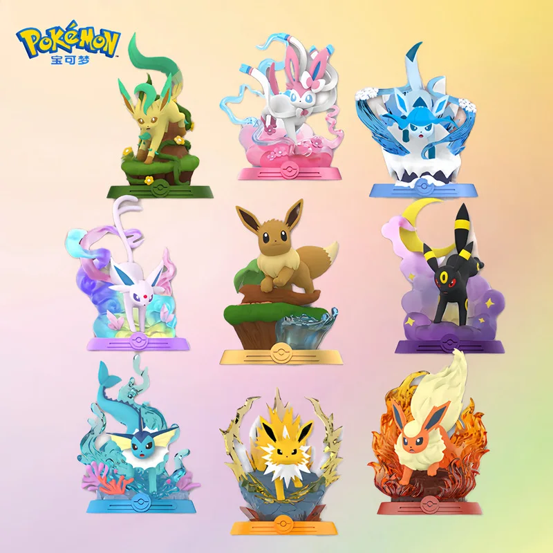 Pokemon Eevee Family Blind Box, Flareon Espeon Sylveon Action Figure Collection Modello Giocattolo Regalo per i fan