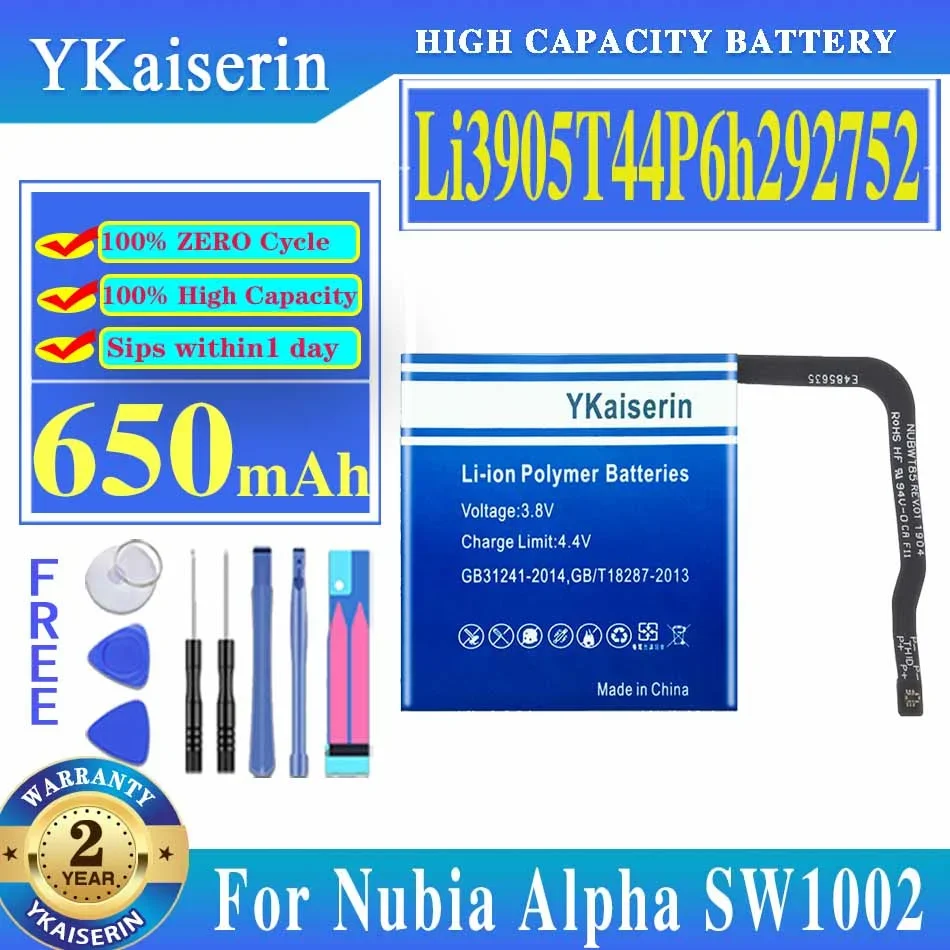 

YKaiserin Li3905T44P6h292752 Replacement Battery for Nubia Alpha SW1002 Watch 650mAh