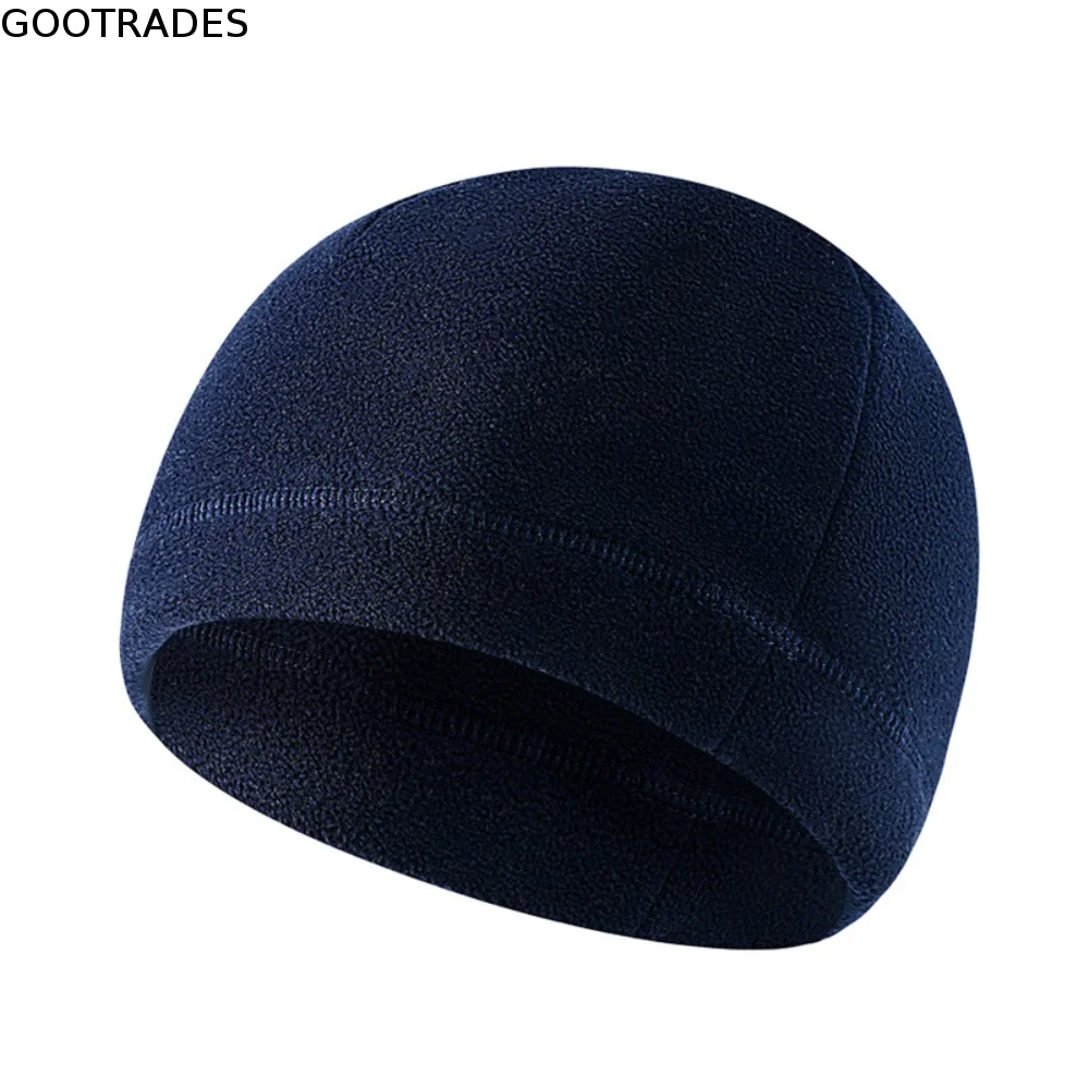 

Polar Fleece Winter Running Hats Solid Color Windproof Running Winter Sport Cap Breathable Sweat Absorption Outdoor Warm Hat