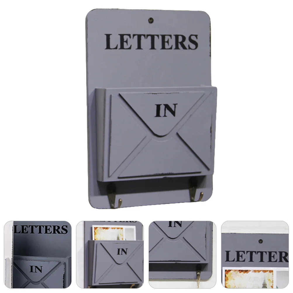 ที่แขวนกุญแจไม้ติดผนัง ชั้นวางจดหมายแบบแขวน พร้อมตะขอสำหรับจัดเก็บ ใช้ในบ้าน ห้องครัว ทางเข้าบ้าน ชั้นวางของในบ้าน