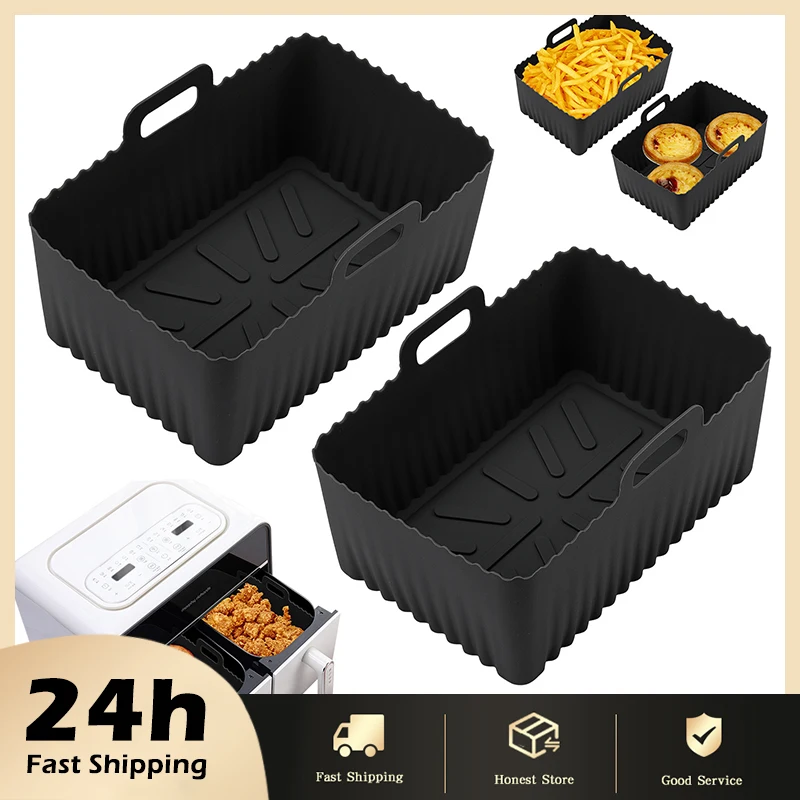 

2Pcs Air Fryer Silicone Liners For Ninja AF400/AF451UK Double Stack Basket Reusable Air Fryer Baking Tray Airfryer Accessories