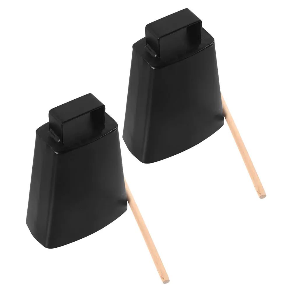 

2 Sets Metal Cowbell with Handle Cowbells Teaching Aids for Children Instrument Percussion Iron Drum Kit
