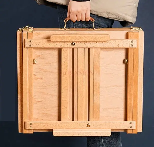 foldable, portable sketching, outdoor wooden picture stand toolboxWooden picture board, picture stand, multifunctional storage,