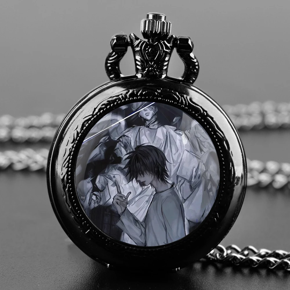 Death Note Handmade Glass Dome Quartz Pocket Watch With Durable Chain Arabic Numeral Dial Extraordinary Gifts for Men Kids