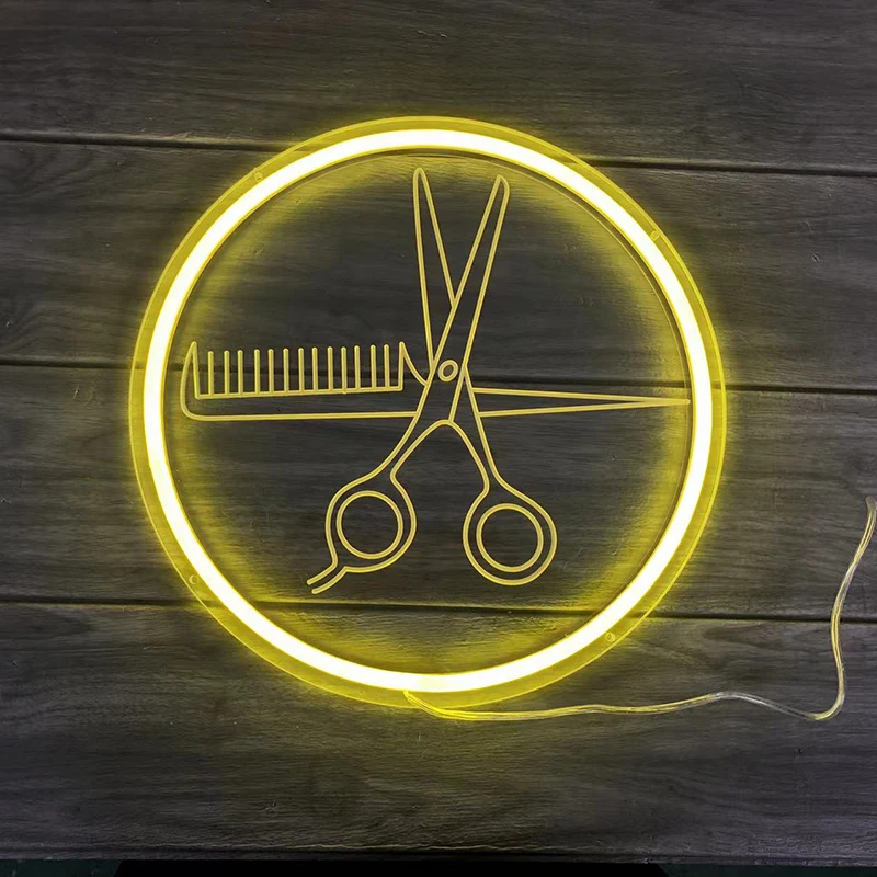 

Custom Business Logo Haircut LED Neon Sign Barbershop Aesthetic Decoration Haircut Room Beauty Studio Salon Signboard Wall Decor