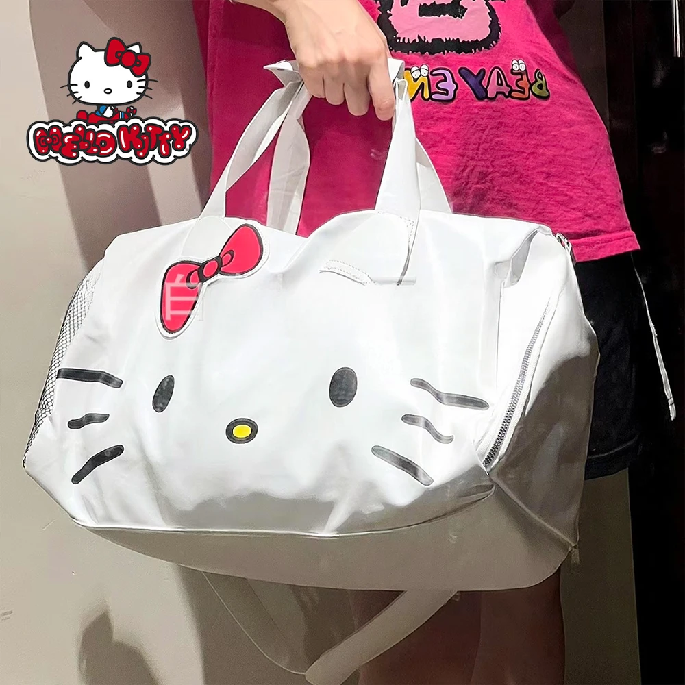 Hello Kitty Large Capacity Travel Carry on Luggage Designer Bags Luxury MINISO Cute Waterproof Duffle Bag Fashion Trend Brand ﻿