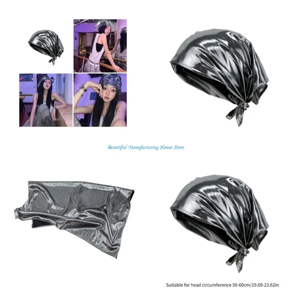 

E56A Дышащий шарф серебряного цвета, платки для волос, серебряная бандана, платок для взрослых