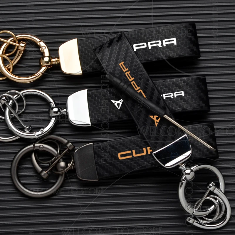 Pour Exeo Ibiza Leon e-racer Formentor Ateca Toledo Logo emblème voiture en Fiber de carbone cuir en alliage de Zinc porte-clés en microfibre porte-clés