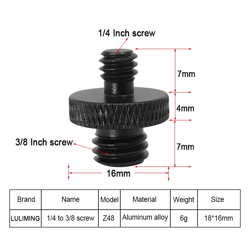 1/4 Male to Male 1/4 3/8 M4 M5 M6 M8 M10 M12 Conversion Screw CameraTripod Ball Head Adapter SLR Photography Accessories