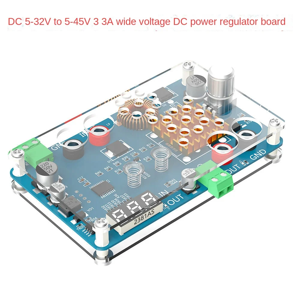 DC5-32V to 5-45V 3A wide voltage DC power supply regulator with voltage display and touch switch