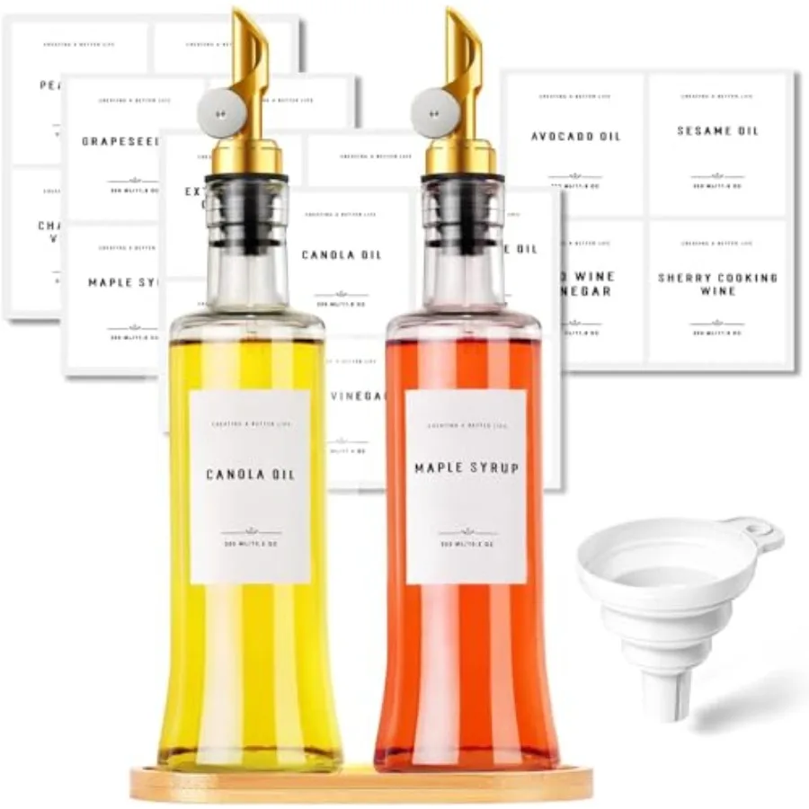 

Olive Oil Dispenser, Glass Oil Bottle Set, Coffee Syrup Dispenser for Kitchen, Cooking Oil
