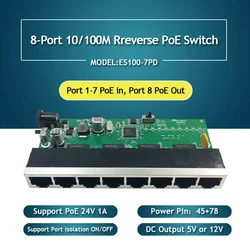 5PCS 8-Port 10/100M Ethernet POE Switch DC 5V 24V Reverse Switch PCB Board for Network Equipment