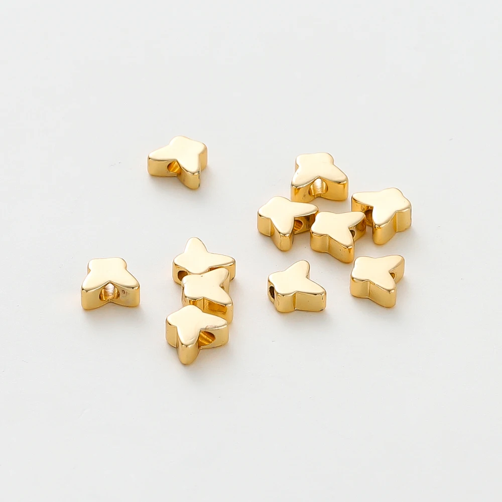 20Pcs 14K/18K Gold Color Plated Brass 5x6mm Butterfly Shape Bead Spacer Beads for DIY Bracelet Necklace Jewelry Making Supplies