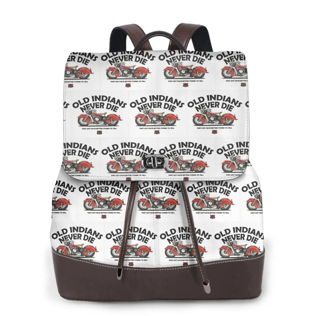 Motorcycle Motor Old Indians Never Die Bookbag School Student Bags Hiking Travel Daypack for Women Fashion Derma Backpack