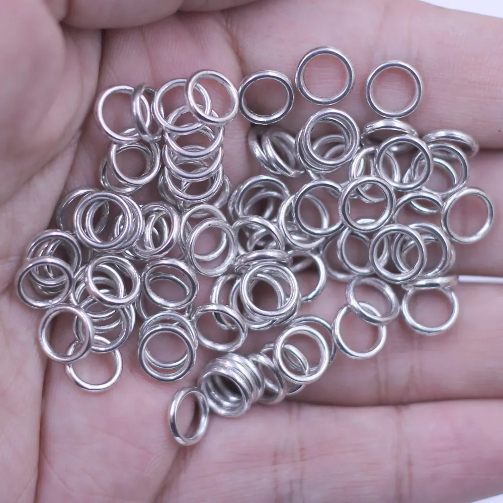 100 Stück geschlossene Bieger inge gelötet runde Metall Silber Ton Schmuck DIY Befunde 8mm – Detail 2