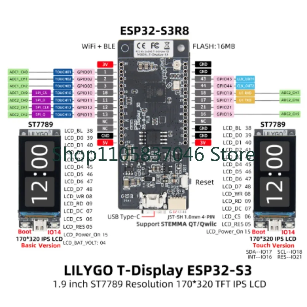 Display S3 1.9-inch LCD display development board WIFI Bluetooth 5.0 wireless module