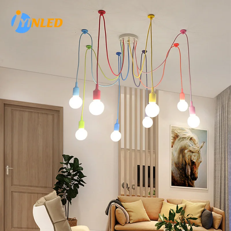 

Modern Simple 6/8/10 Heads Pendant Lights Interior Colorful E27 Lighting Fixtures Ceiling Hanging Lamp Bedroom Decor Chandeliers