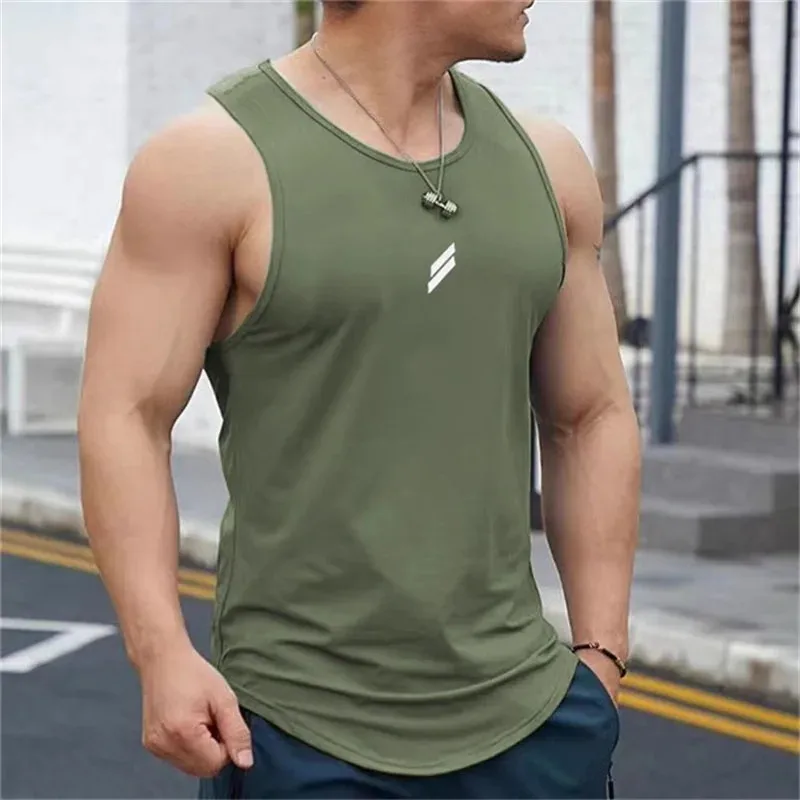 Solid color mens summer vest casual round neck mesh 3D printed sports fitness top sleeveless vest quick drying trainingvest 2024 image 5