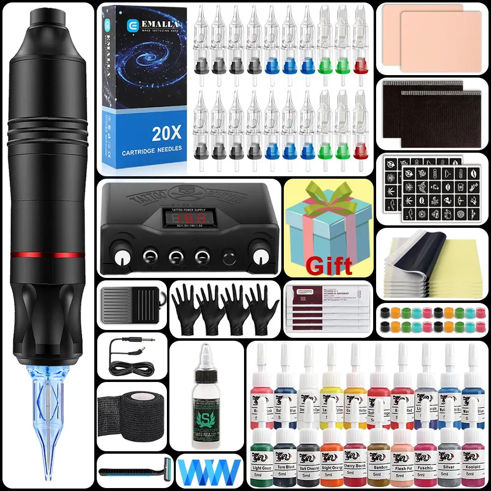 

Профессиональная тату-машинка, набор ручек, картридж, ручка для тату-машины с картриджеми, иглы для татуировки, набор для начинающих, перманентный макияж