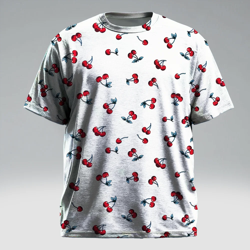 

Мужская футболка с коротким рукавом больших размеров S-9xl: Fruit-Chic Vibe — гладкие принты манго и ананаса, устойчивая к морщинам,