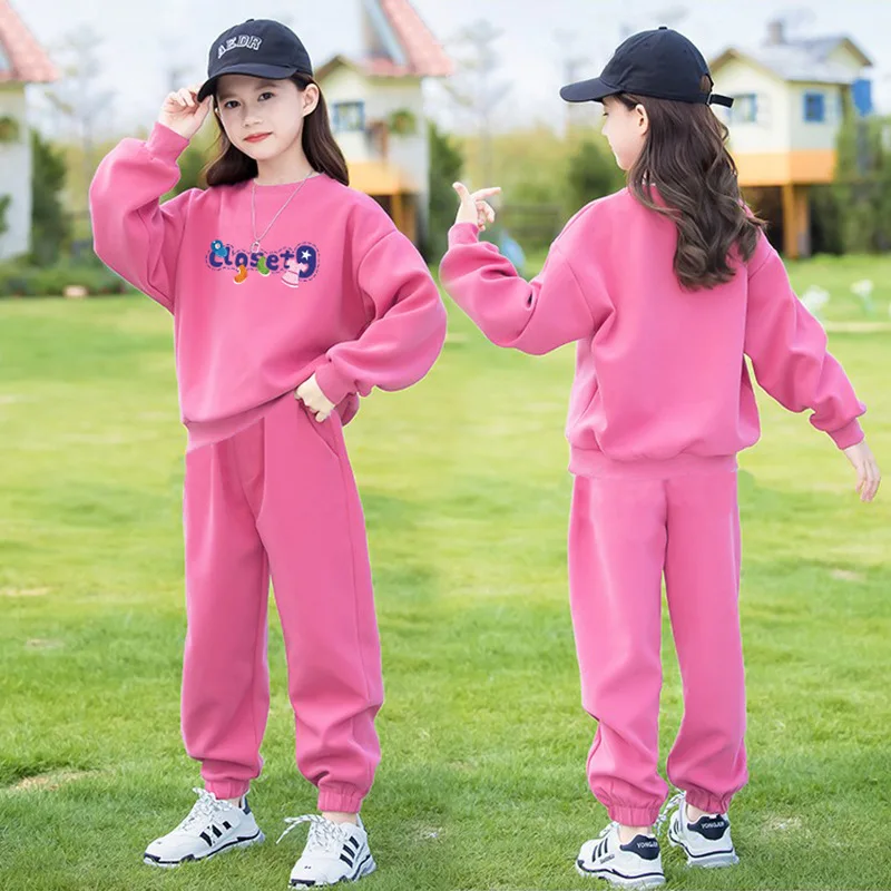 

Весна и осень 2024, новый стильный комплект детской толстовки, свободный топ с длинными рукавами для девочек, повседневная модная одежда в корейском стиле