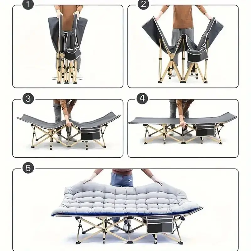 

75-Inch Heavy Duty Folding Camping Cot - 600LBS Capacity, Detachable Mattress, Portable for Camping/Guest Bed