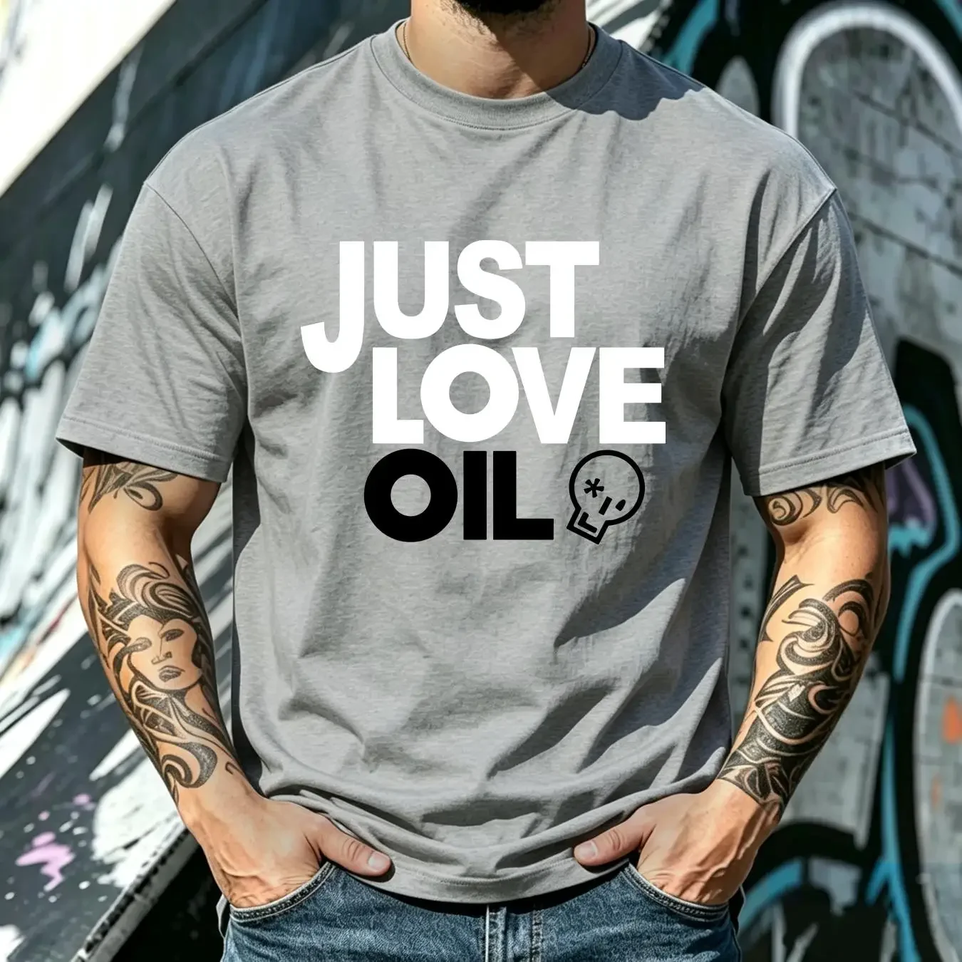 washed T Shirt Just Love Oil Funny Anti Woke Agenda Climate Change Joke  vintage Washed Soft Breathable fashion graphic Stylish