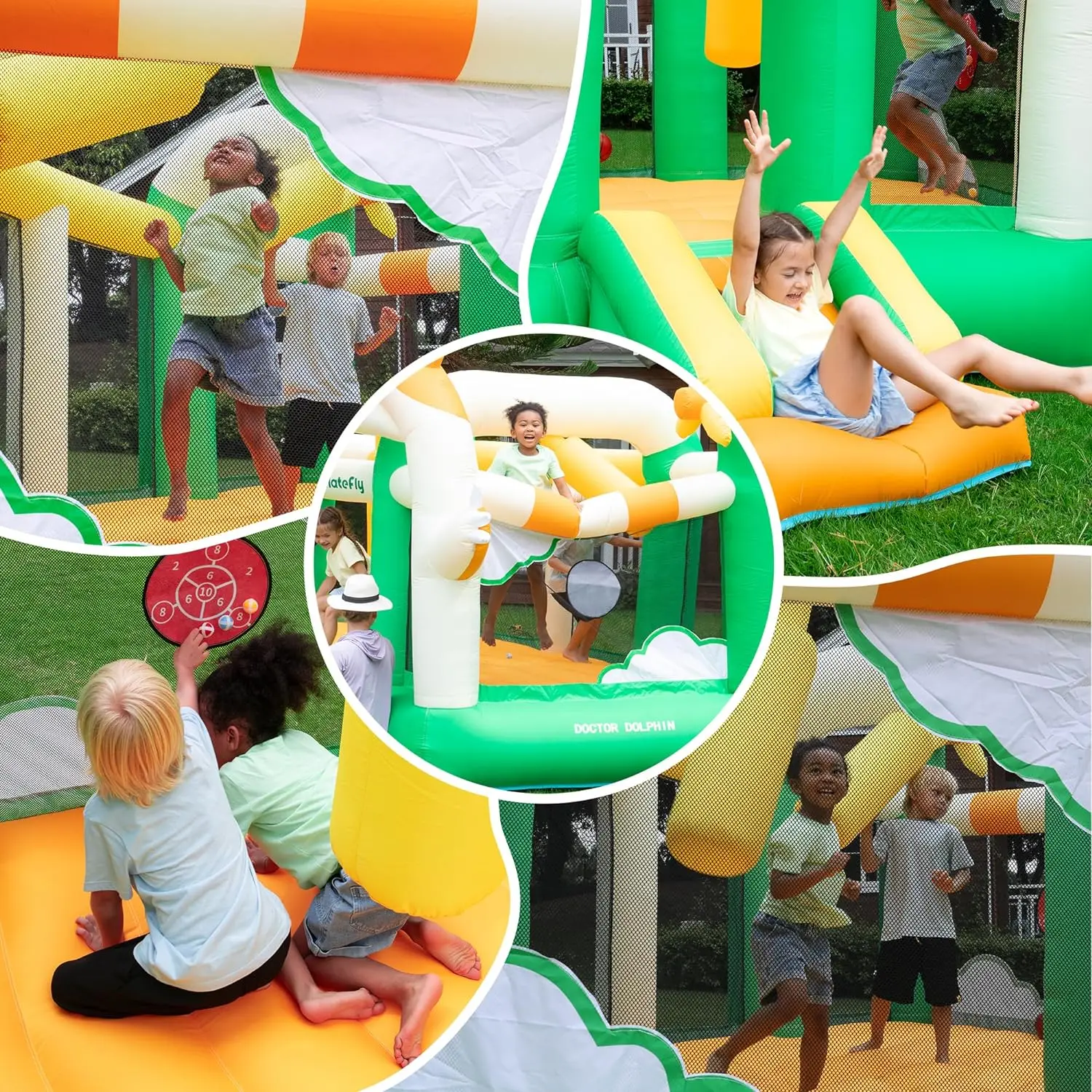 Inflatable Bounce House for Kids with Blower, Bouncy House Jumping Castle with Slide, Large Bounce Area for Outdoor Indoor Play