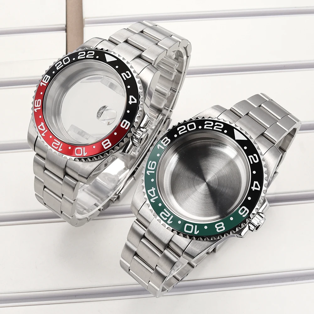 40mm NH35 Gehäuse Saphir für GMT SUB Yacht NH34 NH35 NH36 4R 7S Miyota8215 DG2813 ETA2824 Gebürstetes Oyster-Armband 2813 Uhrengehäuse – Detail 10