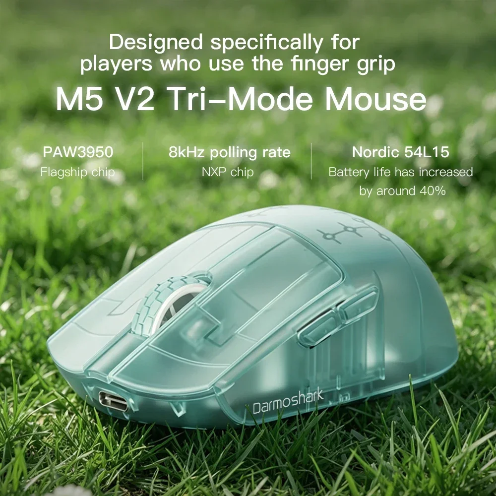 Darmoshark Wireless Gaming Mouse M5V2 PAW3950 30K Dual 8K Polling Rate 36g Ultra-Lightweight  Finger Grip Office Mouse