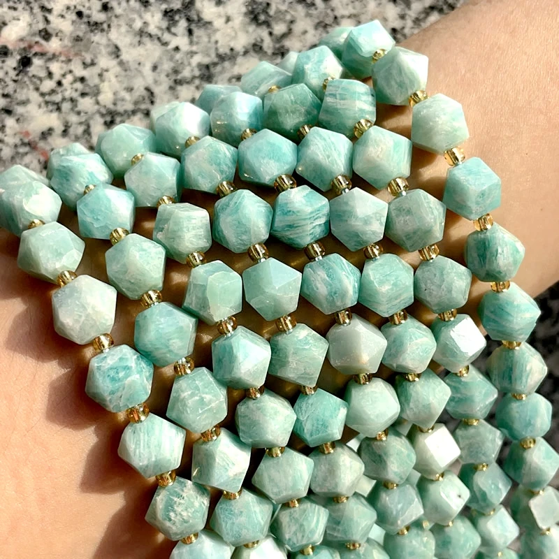 

New 10MM Faceted Natural Stone Amazonite Tiger Eye Crystal Octagonal Beads DIY Jewelry Making Bracelet Necklace Wholesale