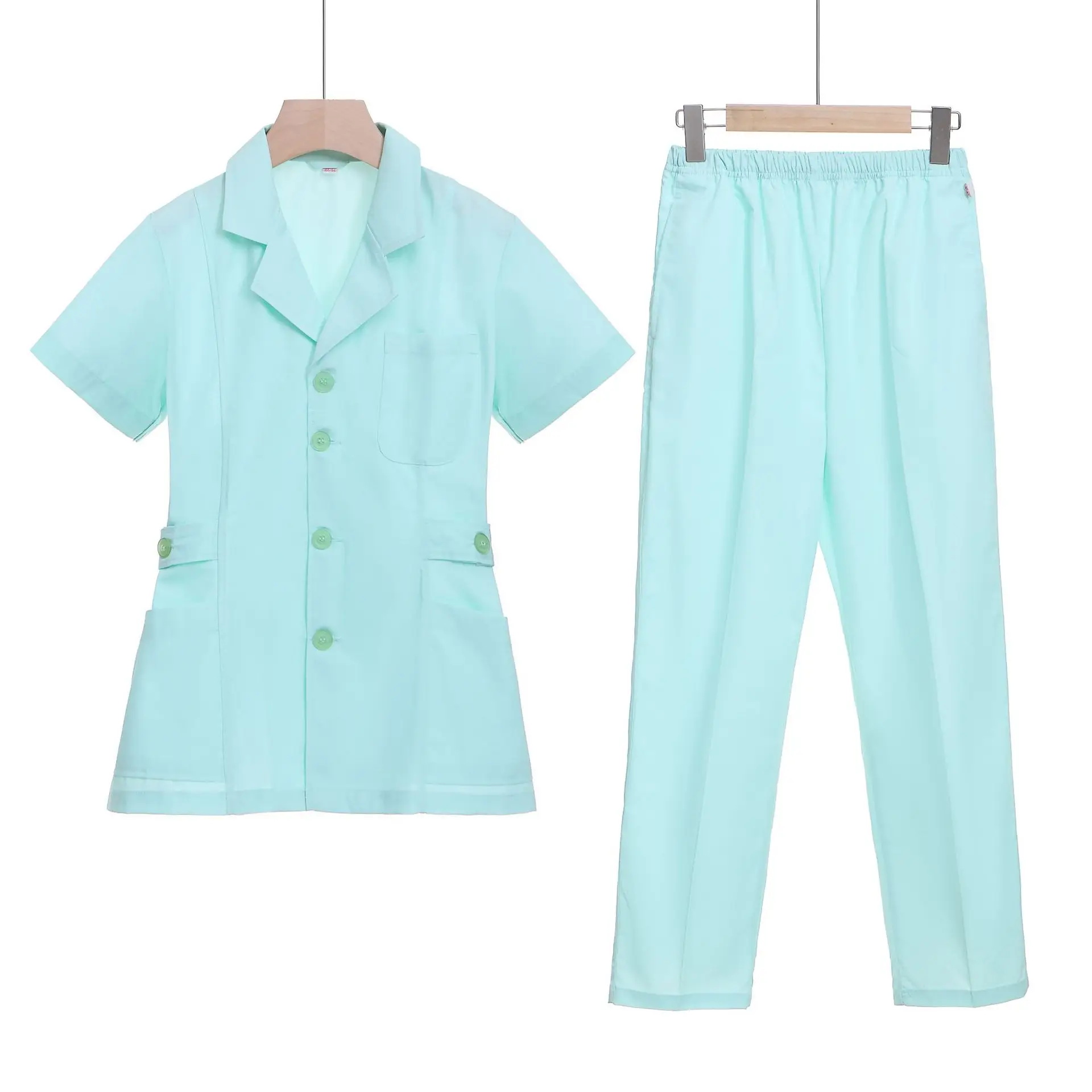 Summer Female Medical Laboratory Aesthetician Outpatient Dental Nurse Dress Short Sleeve Suit