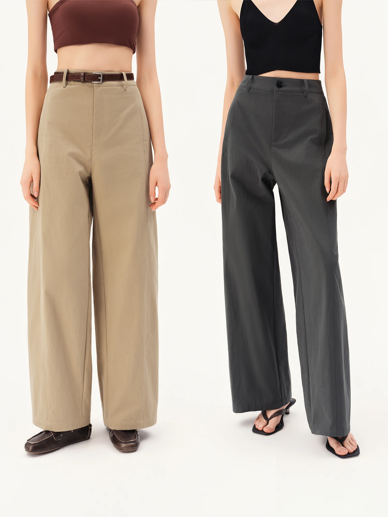 ZIQIAO 2026 Herbst Damen Dekonstruierte Patchwork-Hose mit geradem Bein, Asymmetrische Paneele für Edgy Minimalistischen Stil – Detail 3