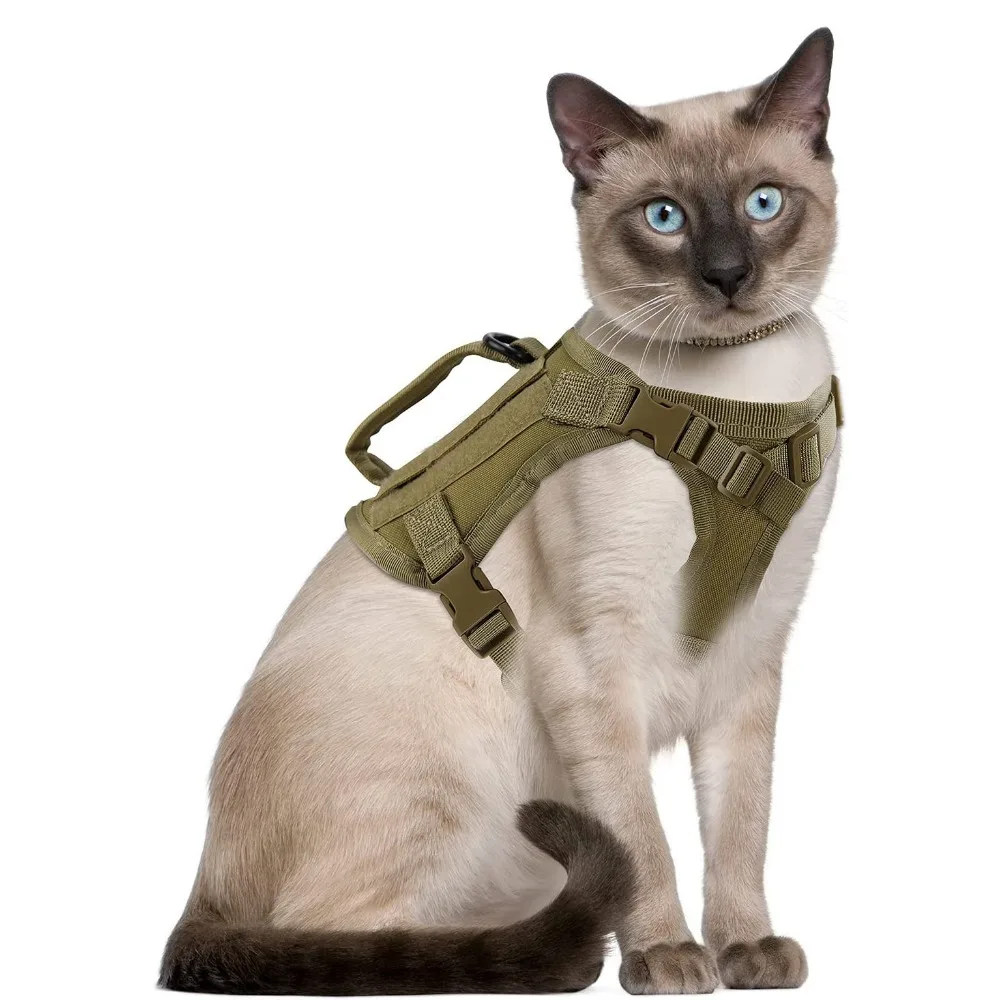 Cat Cloth Tactical Harness for Walking Escape Proof Walking Breathable Mesh Pet Clothes for Large Kitten Cats & Small Dog