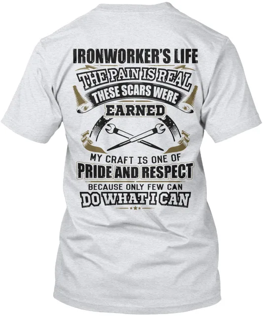 Ironworker T-Shirt Made in the USA Anime Pattern Clothing Cotton Short Sleeve