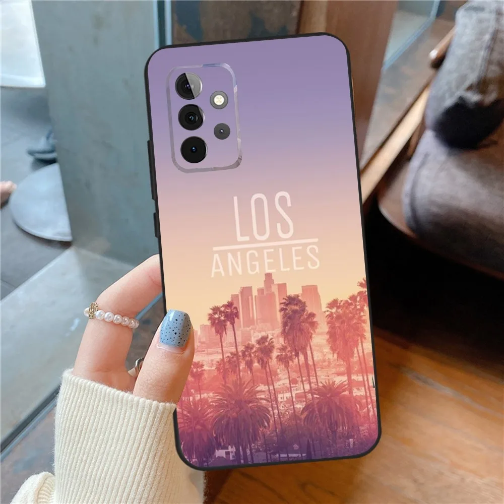 Casing ponsel Travel Los California untuk SamsungS24,23,22,21,S20 Ultra Pro 10,S30Plus,S9,20lite sampul Ultra hitam