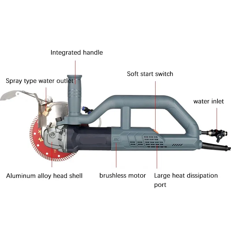 170 type Brushless Motor Wall Chaser Single Disc Dust Free Cutting Tool for Electrical Plumbing Wall Grooving