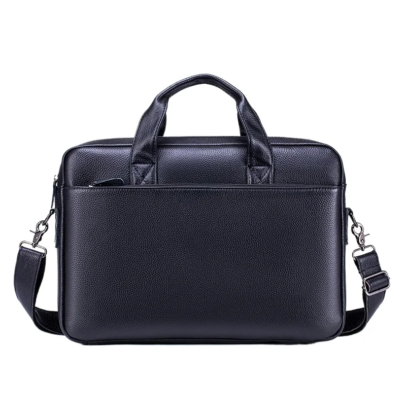 Men's Top Grain Leather Briefcase Large Capacity Business Padded Laptop Top Handle Office Work Travel